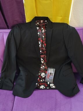 Men's Black Sport Blazer with Graphic Lining